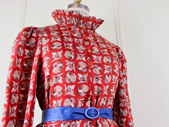 1980s deep red floral Blouse by donnkenny - large… - image 2