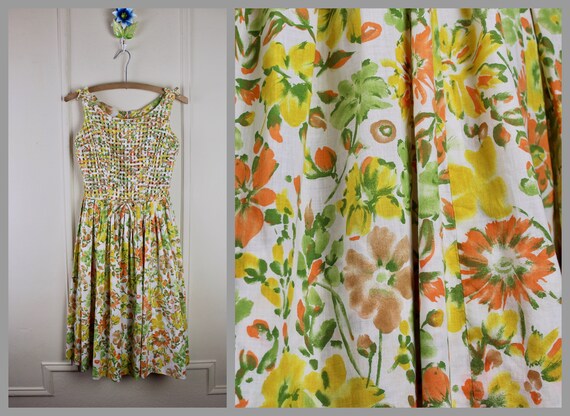 garden party, vintage 1950s sun dress - woven lat… - image 8