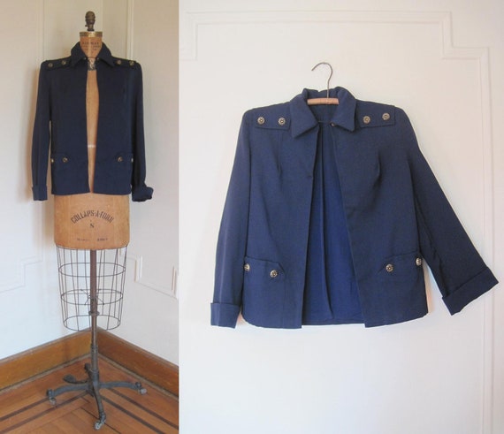 1940s Navy Blue Gabardine Jacket - vintage tailor… - image 4