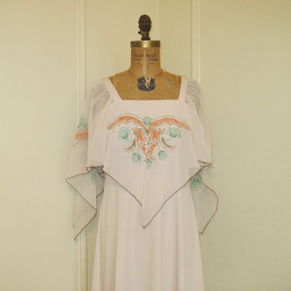 Vintage 1970s FLUTTERING Maxi Halter Dress with a