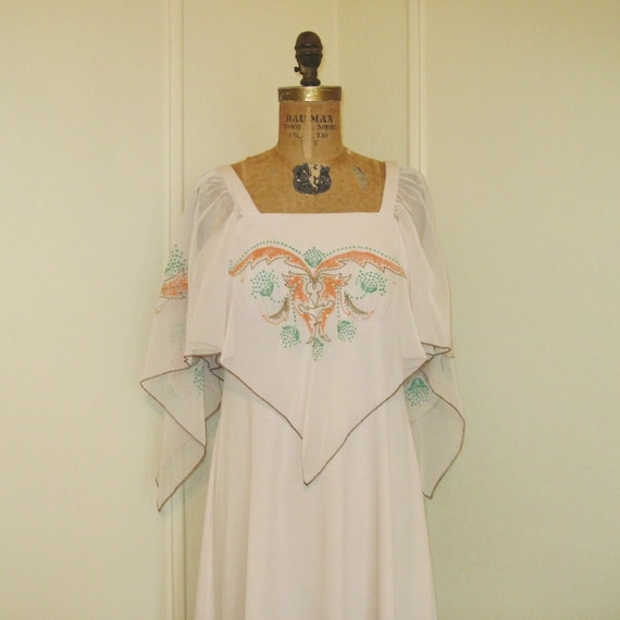 Vintage 1970s FLUTTERING Maxi Halter Dress with a… - image 1