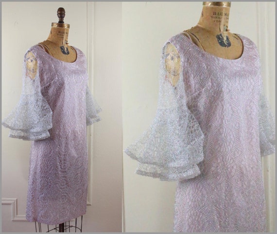 vintage 1960s Pink Satin & Metallic Silver SPACE … - image 3