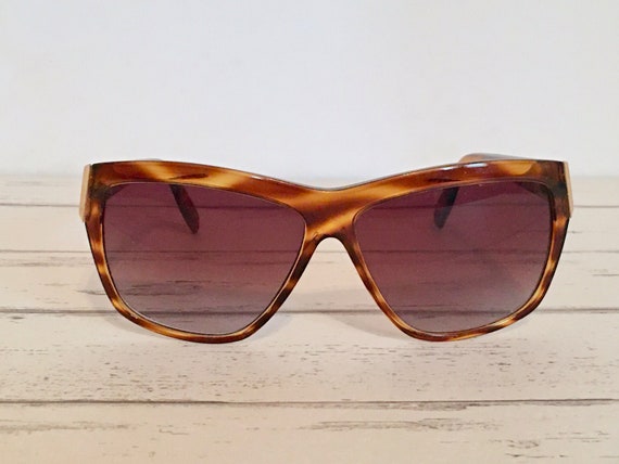 1990s Vintage Anne Klein Sunglasses Brown Tortoise Plastic Frames
