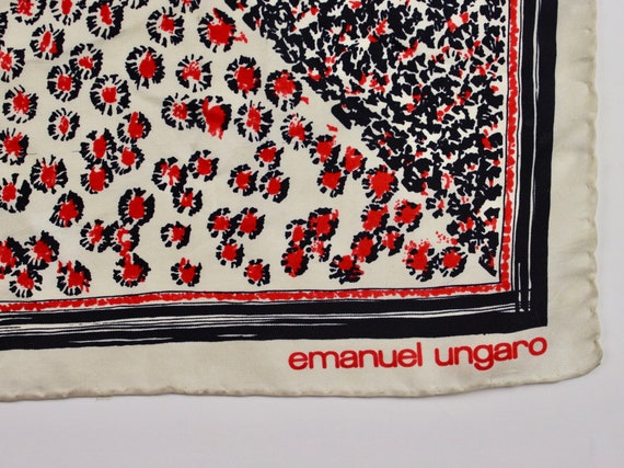 emanuel ungaro, vintage designer SILK scarf  - Bl… - image 3