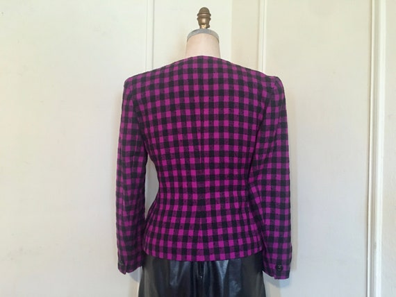 vintage Dior, 1980s Purple & Black Plaid one butt… - image 5