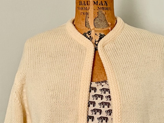 1950s boxy + cropped cream cardigan sweater by Ro… - image 6