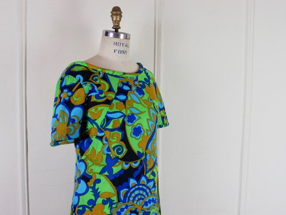 1970s MOD TROPICAL Hawaiian maxi dress - vintage … - image 3