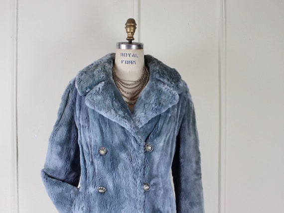 the blue mink, 1960s midi length pea coat -  vint… - image 1