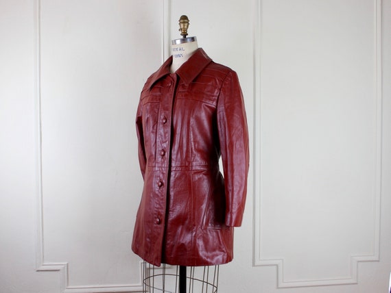 1970s Mahogany Brown Leather Jacket with optional… - image 7