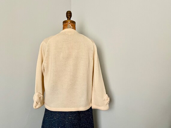 1950s boxy + cropped cream cardigan sweater by Ro… - image 7