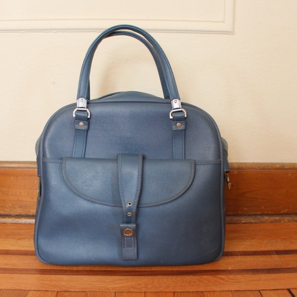 run away - vintage Slate Blue AMERICAN TOURISTER  Travel Bag - carry on , carryall, weekender, overnighter