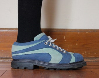 size 10, vintage John Fluevog Blue on Blue Angels / vintage Lace uUp Saddle Shoes - mens size 8