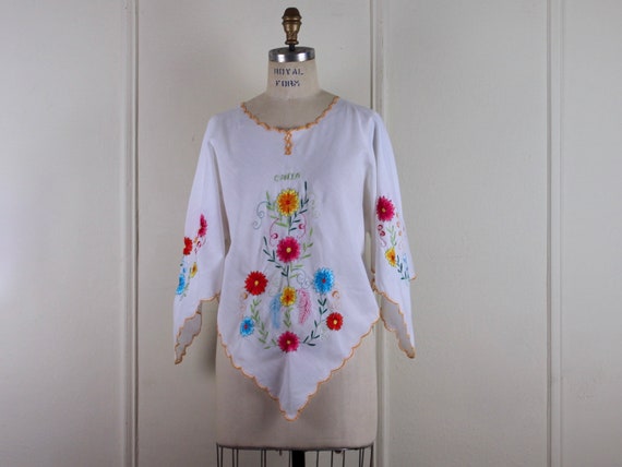 flowers + embroidery + cancun, vintage white embr… - image 1