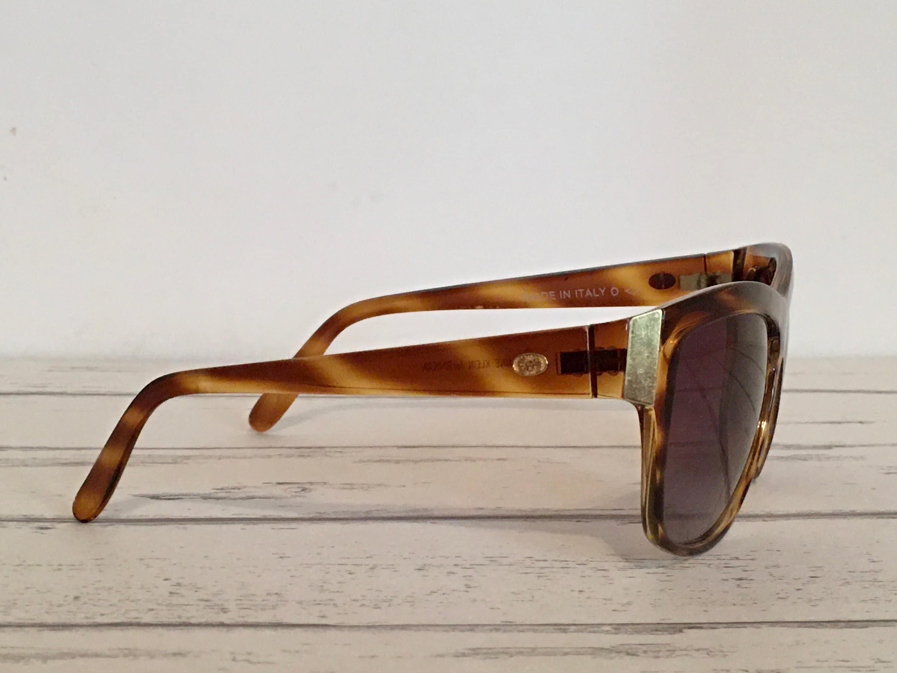 1990s Vintage Anne Klein Sunglasses - Brown Tortoise Plastic 