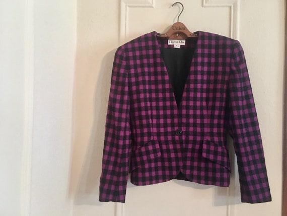 vintage Dior, 1980s Purple & Black Plaid one butt… - image 6