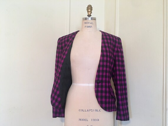 vintage Dior, 1980s Purple & Black Plaid one butt… - image 7