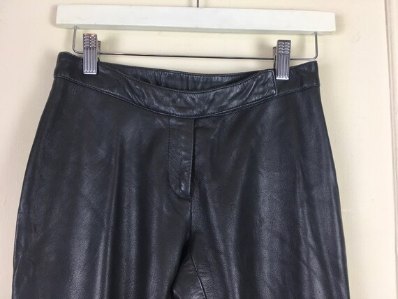 1990s Black Leather pants - LOW RISE pants / jean… - image 2