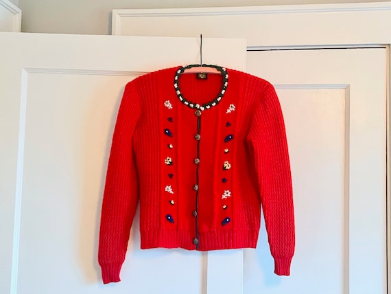 1950s AUSTRIAN FOLK cardigan - vintage WOOL butto… - image 7