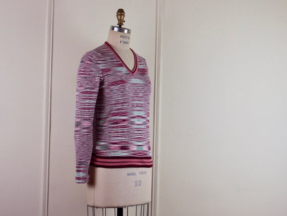 70s striations, vintage pink + maroon + sky blue … - image 8