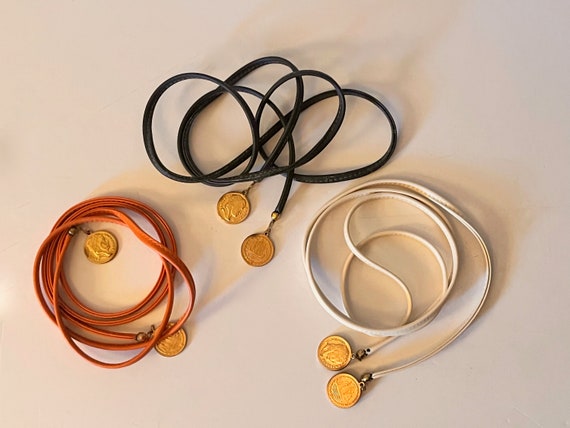 1960s Tie 'Round Belts - set of 3 leather string … - image 9