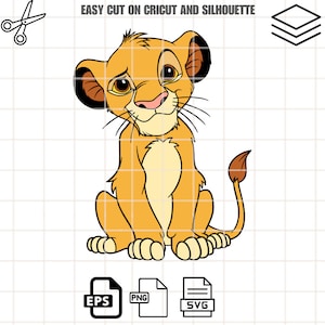 Rei Leão Simba Kawaii Svg: Arquivo de corte Cricut e Silhouette (download digital)