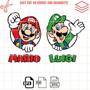 Mario & Luigi Bundle SVG, Mario Charaktere Bundle, Super Mario Bundle, Mario Bros Bundle, Cricut, Silhouette Vektor geschnitten Datei