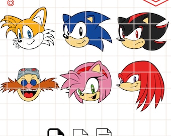 Sonic the Hedgehog SVG Bundle: Character Faces Cut Files (Digital Download)