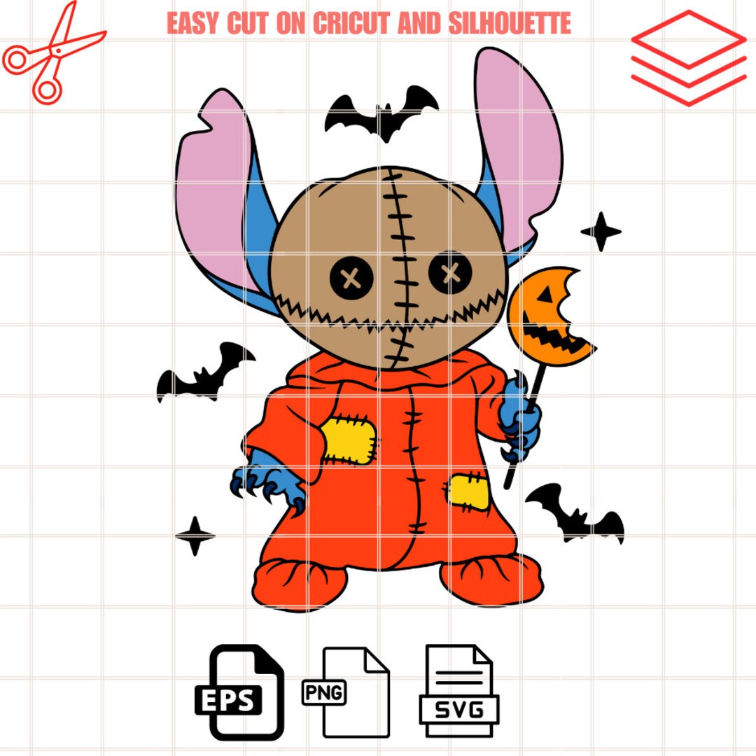 Trick R Treat Stitch SVG: Kawaii Cricut & Silhouette Cut File - Etsy