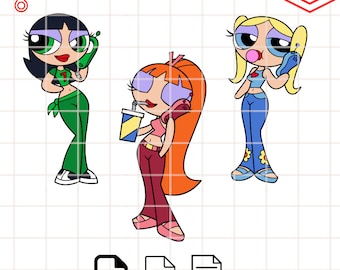 Powerpuff Girls SVG Bundle: Blossom, Buttercup, Bubbles Cut Files (Digital Download)
