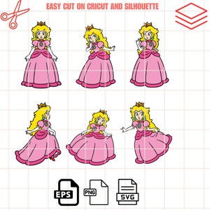 Princess Peach SVG Bundle: Mario Bros Vector Cut File (Digital Download)