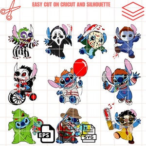 Layered Horror Movie Stitch Svg Bundle, Instant Download, Bundle For Cricut, Silhouette Vector SVG PNG DXF Cut File
