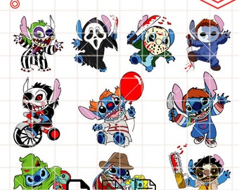 Horror Stitching Vector Stitch Svg Bundle, SVG PNG PDF, Stitch and Lilo Layered Instant ...