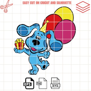 Blues Clues Geburtstags-Svg, Baby Hund-Svg, geschichtete Svg, Kawaii-Svg, Cricut, Silhouette Vektor-Schnitt-Datei