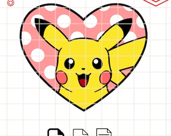 Pikachu Valentine Heart SVG: Kawaii Love Vector Cut File (Digital Download)