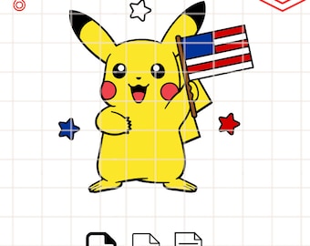 Patriotic Pikachu SVG: 4th of July USA Vector (Digital Download)