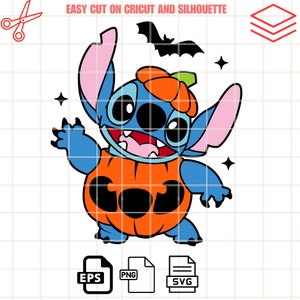 Halloween Stitch Svg, Love Svg, hallowen Svg, Kawaii Svg, Cricut, Silhouette Vector Cut File