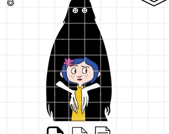 Coraline com Ghost SVG: Arquivo de corte de terror de Halloween (download digital)