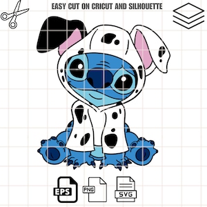 Stitch Dalmatian Svg, Dalmatians Svg, Lilo and Stitch Svg, Kawaii Svg, Cricut, Silhouette Vector Cut File