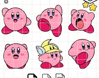 Pacote Kirby Svg: Pequena Estrela, Rosto, Arquivo de Corte Vetorial de Jogos (Download Digital)