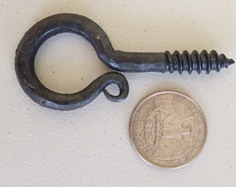 Medium Screw Eye Rat Tail Blacksmith Forged Wrought Iron USA