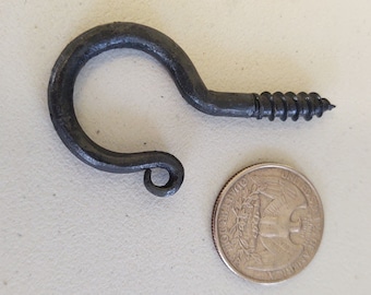 Small Screw Hook Rat Tail Blacksmith Forged Wrought Iron USA