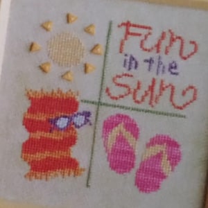 Lizzie Kate-Summer Crazy #130 golf cross stitching pattern flip flop cross stitch pattern