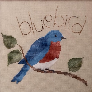 The Victoria Sampler Cathy Jean Blue Bird cross stitch pattern  cross stitch bird pattern