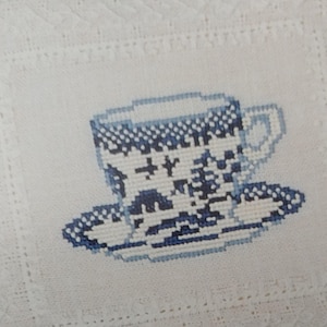 Designing Women Blue and White Teacups Unlimited cross stitch pattern
