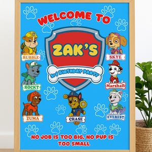 Paw Patrol Welcome Sign | Editable Canva Template | Instant Download | Printable Party Sign | Puppy Birthday Decor