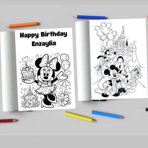Minnie Mouse Inspired Birthday Colouring Pages – Set of 7 | A4 & 5.8x8.3” Mini Size | Printable Activity Sheets – Instant Download
