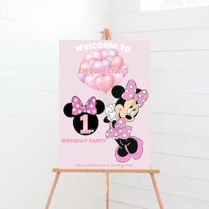 Minnie Mouse Inspired Birthday Welcome Sign – 16x24” / A2 Size | Editable Canva Template – Instant Download