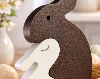 Minimalist Easter bunny decorations, modern bunny figurine set, spring table decorations, neutral Easter decorations for shelves and living spaces