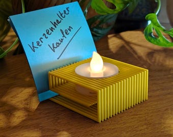3x Tealight Holders for LED – Modern Design, Holder for Picture/Note, 3D Printed, 6 Colors, Stylish & Minimalist