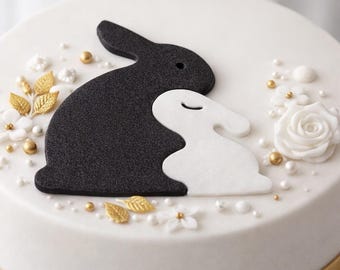 Easter egg fondant cutter set with bunny motifs, cutter for marzipan, sugar paste, cake & cupcake decoration